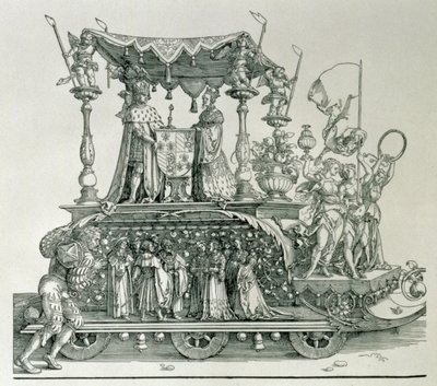 El matrimonio borgoñón o la procesión triunfal del emperador Maximiliano I de Alemania (1459-1519) mostrando el carro nupcial de Maximiliano y María de Borgoña (1458-82) dirigido por la figura de Vic de Albrecht Dürer